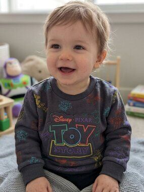DISNEY TOY STORY Toddler Crewneck Grey Sweatshirt 12 Months NEW